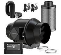 Aygrochy 150mm Ventilateur en Ligne Kit avec régulateur de température et d'humidité, Extracteur d'air avec Filtre à Charbon d'air et Tuyau d'évacuation pour Culture hydroponique