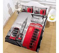 AYGWHW Housse De Couette 200X200Cm Cabine Téléphonique De Londres Street View, Parure De Lit 1 Personnes Avec Fermeture Éclair, Ensembles De Housse De Couette Imprimé En Microfibre Avec 2 Taie D'Oreil