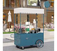 AYHARYLH Chariots De Restauration Mobiles Avec Auvent, Présentoirs Portables À Roulettes Verrouillables, Étals Et Stands Marché En Fer, Conteneurs Stockage(Blauw,180cm/70.8in)