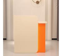 AYHARYLH Comptoir d'accueil Blanc Moderne avec Tiroirs Verrouillables et Éclairage LED - Bureau de Réception pour Salon, Hôtel, Bureau, Magasin, Lobby(Beige+Orange,100 * 45 * 100cm)