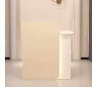 AYHARYLH Comptoir d'accueil Blanc Moderne avec Tiroirs Verrouillables et Éclairage LED - Bureau de Réception pour Salon, Hôtel, Bureau, Magasin, Lobby(Beige+White,60 * 45 * 100cm)