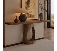 AYHARYLH Console Demi-Lune avec Rangement - Design Fin et Peu Encombrant en Bois Massif - Idéale pour Entrée Étroite, Couloir ou Derrière Un Canapé(120cm/47.2in)