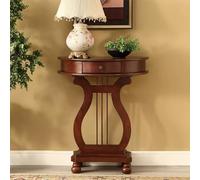 AYHARYLH Console Demi-Lune avec Tiroir - Meuble D'appoint en Bois Massif de Style Mid-Century Hauteur Rangement Semi-Circulaire pour Salon, Couloir Ou Hall D'entrée(Brown)