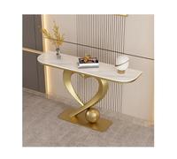 AYHARYLH Console Demi-Lune pour Entrée, Canapé Ultra Étroit avec Plateau Marbre et Pied en Métal en Forme de Cœur, Style Moderne & Rétro pour Couloir(Gold,150cm/59in)