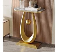 AYHARYLH Meuble Console D'entrée, Structure en Métal, Table de Couloir étroite, pour L'entrée, Le Hall Ou Le Salon(Gold+Gray,40cm/15.7in)