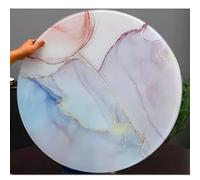 AYHARYLH Plateau tournant Lazy Susan en verre trempé marbré, 24 à 40 pouces, pour cuisine maison, hôtel et usage commercial - 360° rotation