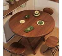 AYHARYLH Table À Manger Ronde Pliante, Tables Rondes du Milieu du Siècle, Table À Manger Pliante Peu Encombrante, Tables Papillon(Brown,80 * 80 * 72cm)