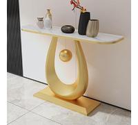 AYHARYLH Table D'entrée avec Plateau en Marbre, Ardoise Table D'entrée avec Cadre en Fer Noir Console Meuble Entree D'appoint pour Entrée, Salon, Couloir(Gold+White,120cm/47.2in)