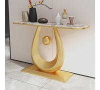 AYHARYLH Table D'entrée avec Plateau en Marbre, Ardoise Table D'entrée avec Cadre en Fer Noir Console Meuble Entree D'appoint pour Entrée, Salon, Couloir(Gold,80cm/31.5in)