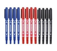 AYHYHLJZJ 12 PCS Marqueur Noir Indélébile, Feutre Fin Permanent à Pointe Fine, Marqueur Permanent à Double Pointe, Feutre Indélébile pour Dessin, Écriture, Signature（Bleu Rouge Noir）