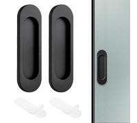 AYHYHLJZJ 2 Pièces Poignée de Porte Coulissante Auto-Adhésive Ovale 10 cm - Idéale pour Baies Vitrées Coulissantes et Meubles, Installation Facile et Durable, Design Noir Élégant