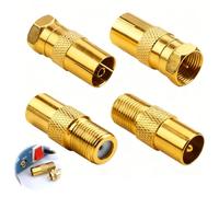 AYHYHLJZJ 4 PCS Adaptateur Antenne TV F Male/Femelle Coaxial, Connecteurs Coaxiaux pour Câble SAT, Prise Antenne TV, Adaptateurs Multimédia pour TV, SAT et Appareils Numériques, Plaqués Or