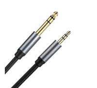 AYHYHLJZJ Câble Audio 3.5Mm vers Double 6.35Mm, Câble Jack Stéréo Nylon Tressé 2M, Adaptateur Jack 3.5 vers 6.35,Compatible avec Haut-Parleurs, Table de Mixage,Dvd,Piano Électronique et Cinéma Maison