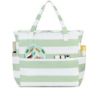 Ayicheyl Sac De Plage Grande, Sac Plage Imperméable avec Fermeture éClair, Sac Piscine Femme éPaule, Beach Bag Pliable Utilisation pour La Piscine, Le Gymnase, Les Voyages,36L (Vert)