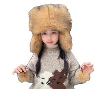 AYIDBE Chapka en Fausse Fourrure Parents-Enfants Chapeau en Forme de Raton Laveur Mignon avec Queue Bonnet d'hiver Thermique avec Oreillettes Cagoule de Ski Coupe-Vent Anti-Froid pour Femmes Filles