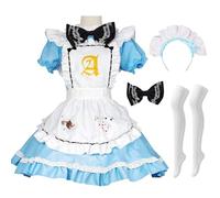 AYIMEIS Alice Cosplay Costume Set Femme Maid Dress Déguisement de Alice Costume avec Tablier Robe de Lolita Noël Halloween Carnaval Fête Performance Costume pour Adulte Taille S-5XL
