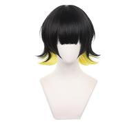 AYIMEIS Anime Blue Lock Bachira Meguru Cosplay Perruque Jaune Noir Courte Déguisement de Blue Lock Bachira Meguru Wig Anime Perruque Noël Halloween Carnaval Fête Costume Accessoires