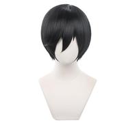 AYIMEIS Anime Blue Lock Rin Itoshi Cosplay Perruque Noir Courte Déguisement de Blue Lock Itoshi Rin Wig Anime Perruque Noël Halloween Carnaval Fête Costume Accessoires