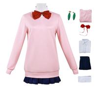 AYIMEIS Dandadan Ayase Momo Cosplay Costume Set avec Perruque Déguisement de Anime Dan Da Dan Costume Momo Ayase JK Uniforme Noël Halloween Carnaval Fête Vêtements pour Adulte XS-3XL