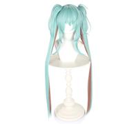 AYIMEIS Démon Miku Cosplay Perruque Double Queue de Cheval Déguisement de Chanteuse Virtuelle Miku Wig Anime Perruque Longue Halloween Carnaval Fête Performance Perruque Vert Mélangé Brun 100 cm