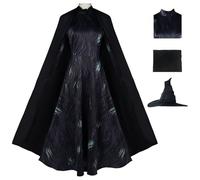AYIMEIS Elphaba Cosplay Costume avec Chapeau et Cape Déguisement de Wicked Costume de Sorcière Elphaba Robe Gothique Noire Noël Halloween Carnaval Fête Performance Vêtements Adulte