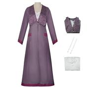 AYIMEIS Elphaba Cosplay Costume Set Déguisement de Wicked Elphaba Costume de Sorcière Robe Vintage Pourpre Noël Halloween Carnaval Fête Performance Vêtements pour Adulte