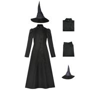 AYIMEIS Elphaba Cosplay Costume Set Déguisement de Wicked Elphaba Robe de Sorcière Gothique Noire Noël Halloween Carnaval Fête Performance Costume pour Adulte