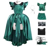 AYIMEIS Femme Agnes DeMille Cosplay Costume avec Perruque Robes de Bal Vert Déguisement Mercredi Saison 2 Agnes Robe de Soirée Élégante Noël Halloween Carnaval Fête Fancy Dress Adulte XS-3XL