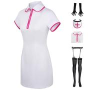 AYIMEIS Femme Makima Cosplay Costume Set avec Perruque Déguisement de Anime Chainsaw Man Costume Makima Uniforme Infirmière Sexy Noël Halloween Carnaval Fête Performance Vêtements Adulte XS-3XL