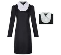 AYIMEIS Femme Mercredi Cosplay Costume Déguisement Mercredi Addams Costume Robe Gothique Noire Noël Halloween Carnaval Fête Performance Fancy Dress Adulte XS-3XL