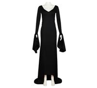 AYIMEIS Femme Morticia Addams Cosplay Costume Sexy Déguisement Mercredi Morticia Robe de Sorcière Gothique Noire Noël Halloween Carnaval Fête Performance Costume Fancy Dress Adulte XS-3XL