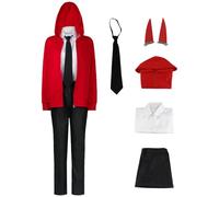 AYIMEIS Femme Power Cosplay Costume Set avec Perruque Déguisement de Anime Chainsaw Man Cosplay Costume Power Uniforme Rouge Noël Halloween Carnaval Fête Performance Vêtements Adulte XS-3XL