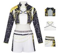 AYIMEIS Femme Rumi Cosplay Costume Complete Déguisement Anime Démon Chasseurs Costume Girl Group Rumi Uniforme Imprimés Noël Halloween Carnaval Fête Performance Fancy Dress Adulte XS-3XL