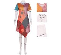 AYIMEIS Femme Sally Cosplay Costume Set Déguisements de Jack Skellington Squelette Mariée Imprimés Robe Sally Costume Gothique Uniforme Noël Halloween Carnaval Fête Performance Fancy Dress
