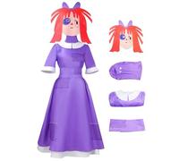 AYIMEIS Femmes Ragatha Cosplay Costume Set Robe Violette Déguisement de Anime The Amazing Digital Circus Ragatha Cosplay Outfit Halloween Carnaval Noël Fête Costume pour Adulte