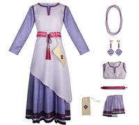 AYIMEIS Femmes Robe de Princesse Asha ave Accessoires et Perruque Déguisements Wish Asha Princesse Costume Anniversaire Noël Fête Halloween Carnaval Cosplay pour Adulte