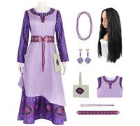 AYIMEIS Femmes Robe de Princesse Asha ave Accessoires et Perruque Déguisements Wish Asha Princesse Costume Anniversaire Noël Fête Halloween Carnaval Cosplay pour Adulte