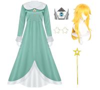 AYIMEIS Femmes Robe de Princesse Peach ave Accessoires et Perruque Déguisements Peach Princesse Costume Anniversaire Noël Fête Halloween Carnaval Bal Cosplay pour Adulte XS-3XL