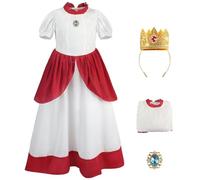 AYIMEIS Femmes Robe de Princesse Peach ave Couronne et Perruque Déguisements Peach Princesse Costume Rose/Blanc Anniversaire Noël Fête Halloween Carnaval Bal Cosplay pour Adulte S-3XL