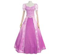 AYIMEIS Femmes Robe de Princesse Raiponce Déguisements Raiponce Princesse Costume ave Perruque Anniversaire Noël Fête Halloween Carnaval Bal Cosplay pour Adulte S-XXL