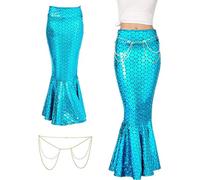 AYIMEIS Femmes Robe de Princesse Sirène Déguisements de Sirène Costume Robe Queue de Poisson Anniversaire Noël Fête Halloween Carnaval Bal Cosplay pour Adulte S-XXL