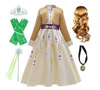AYIMEIS Fille Déguisement de Princesse Anna Robe de Reine des Neige avec Perruque Accessoires Enfant Princesse Costume Anniversaire Fête Halloween Noël Partie Carnaval Cosplay Robe