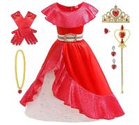 AYIMEIS Fille Déguisement de Princesse Elena avec Accessoires Robe de Princesse Elena Enfant Princesse Costume Anniversaire Fête Halloween Noël Partie Carnaval Cosplay Robe