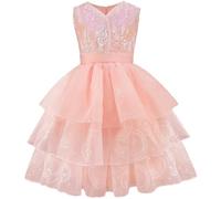 AYIMEIS Fille Glinda Cosplay Costume avec Accessoires Déguisement de Wicked Glinda Robe de Princesse Rose Costume de Bonne Sorcière Noël Halloween Carnaval Fête Performance Cosplay Enfant 110-160