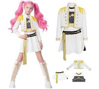 AYIMEIS Fille Mira Cosplay Costume Complete Déguisement Anime Démon Chasseurs Costume Girl Group Mira Uniforme Blanc Noël Halloween Carnaval Fête Performance Fancy Dress Enfant Taille 100-160