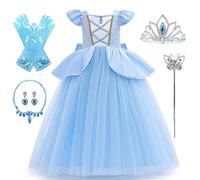 AYIMEIS Fille Robe de Princesse Cendrillon Déguisement Elsa Enfant Costume de Princesse et Accessoires Anniversaire Fête Halloween Noël Partie Carnaval Cosplay Robe de Soirée
