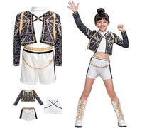 AYIMEIS Fille Rumi Cosplay Costume Complete Déguisement Anime Démon Chasseurs Costume Girl Group Rumi Uniforme Noir Noël Halloween Carnaval Fête Performance Fancy Dress Enfant Taille 100-160