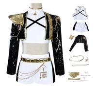 AYIMEIS Fille Rumi Cosplay Costume Complete Déguisement Anime Démon Chasseurs Costume Girl Group Rumi Uniforme Noir Noël Halloween Carnaval Fête Performance Fancy Dress Enfant Taille 110-150