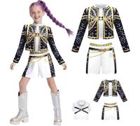 AYIMEIS Fille Rumi Cosplay Costume Complete Déguisement Anime Démon Chasseurs Costume Girl Group Rumi Uniforme Noir Noël Halloween Carnaval Fête Performance Fancy Dress Enfant Taille 100-160