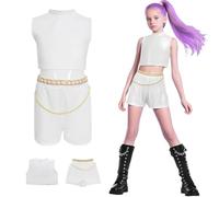 AYIMEIS Fille Rumi Cosplay Costume Complete Déguisement Anime Démon Chasseurs Costume Girl Group Rumi Uniforme Blanc Noël Halloween Carnaval Fête Performance Fancy Dress Enfant Taille 100-160